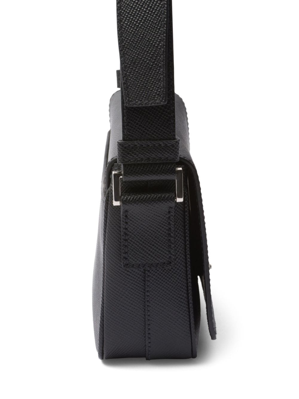 Saffiano enamel triangle logo flap shoulder bag