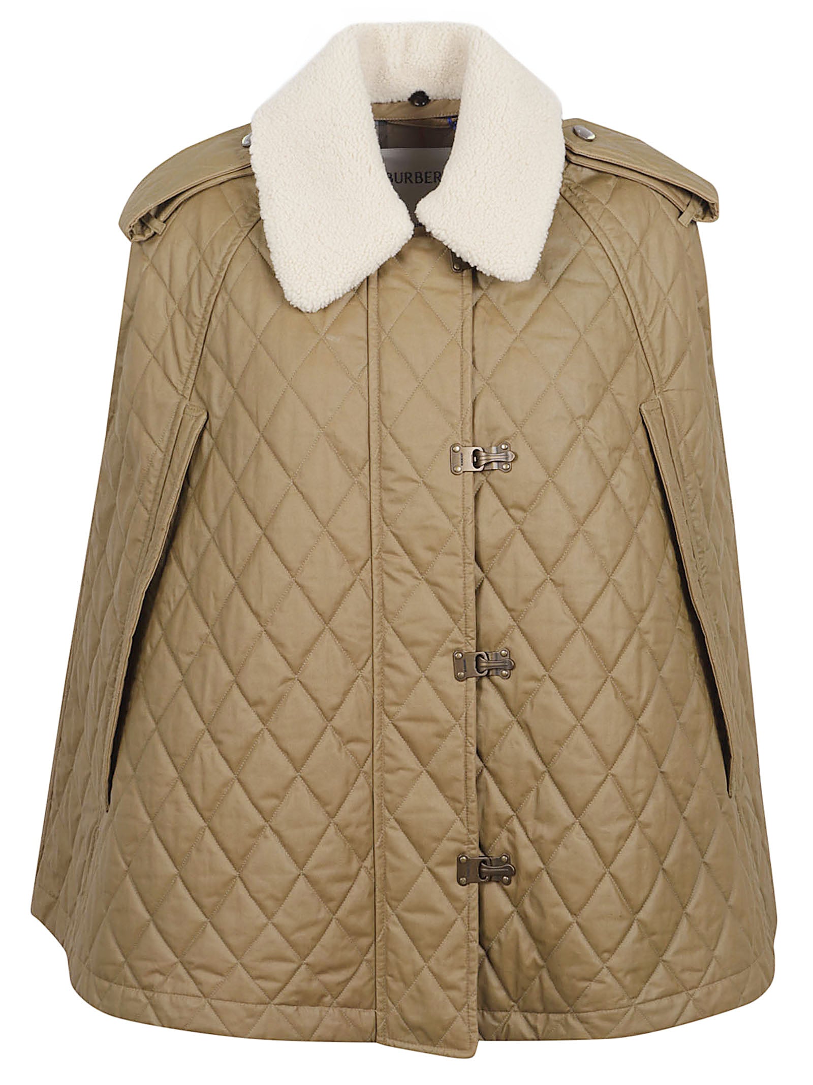 Quilted Cape with Teddy Collar and Contrast Fastening