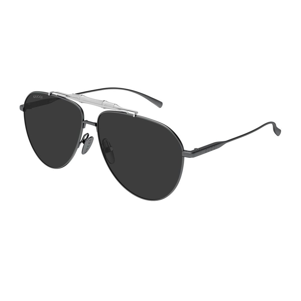 Pilot Sunglasses With Bamboo Detail And Gunmetal Frame