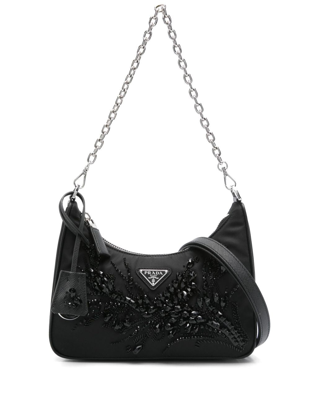 Black Beaded Floral Embellished Bag