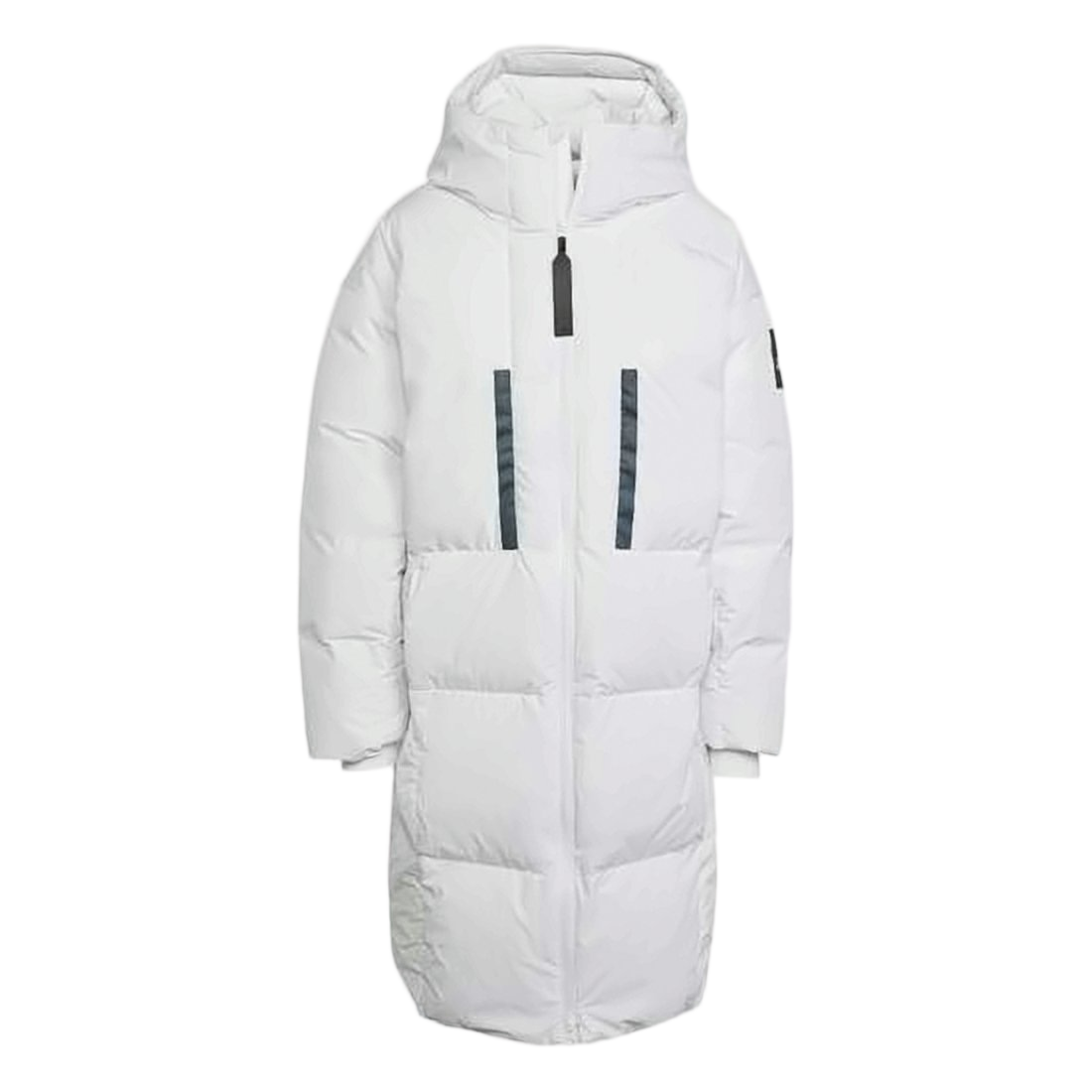 Long Insulated Padded Coat With High Collar And Hood