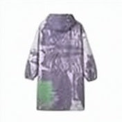 Hooded Long Jacket with Abstract Pattern