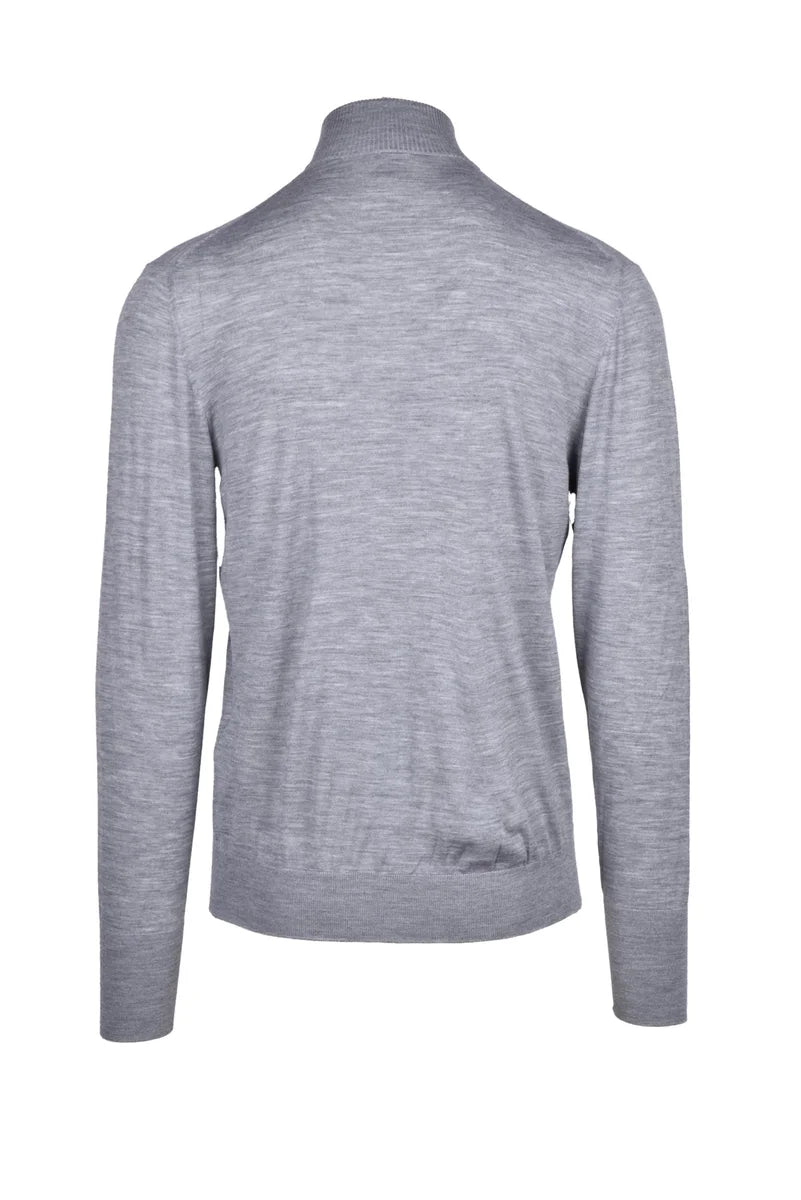 Zip Mock Neck Sweater - Light Grey