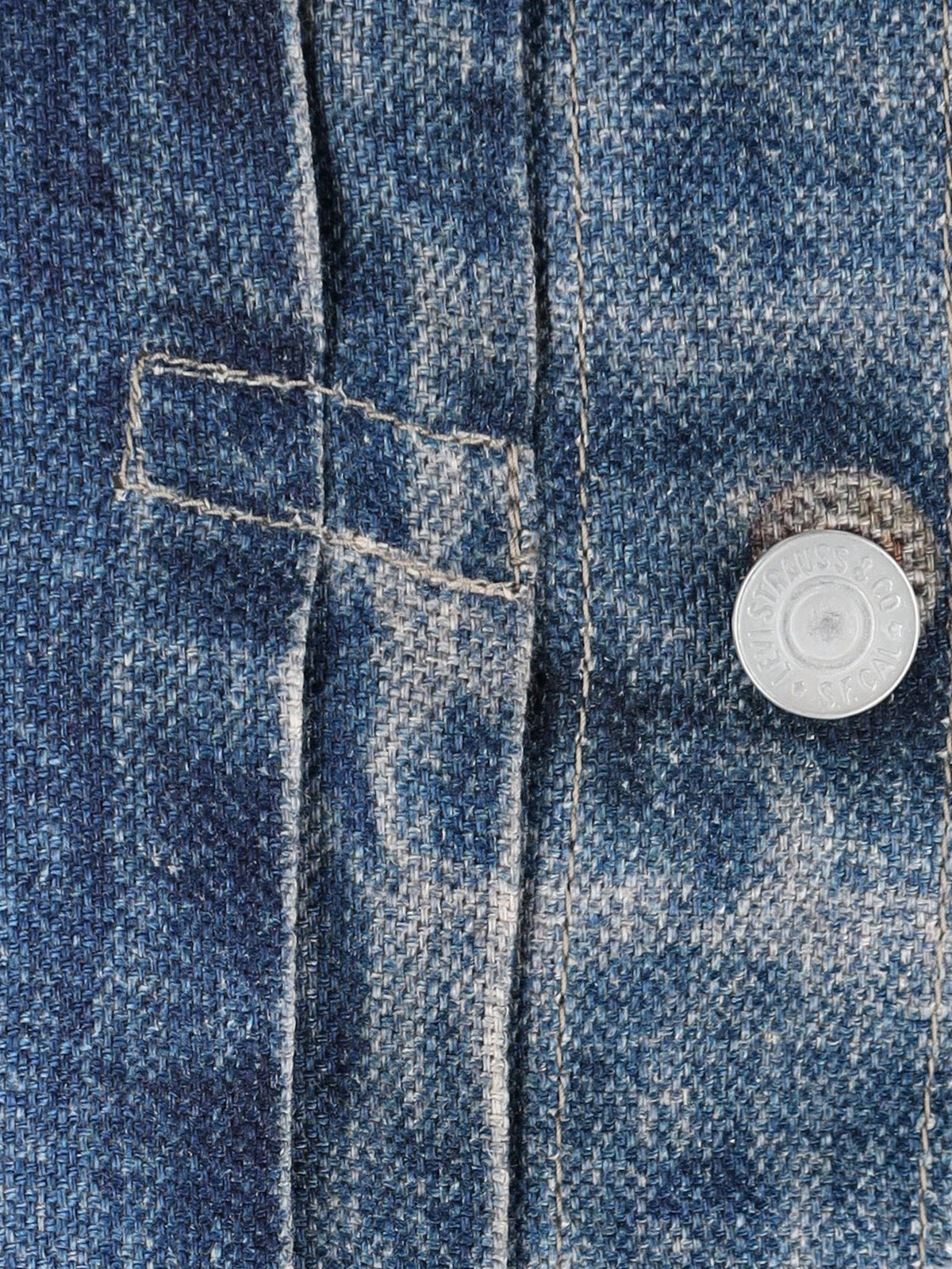 Blue Classic Collar Worn Denim Jacket