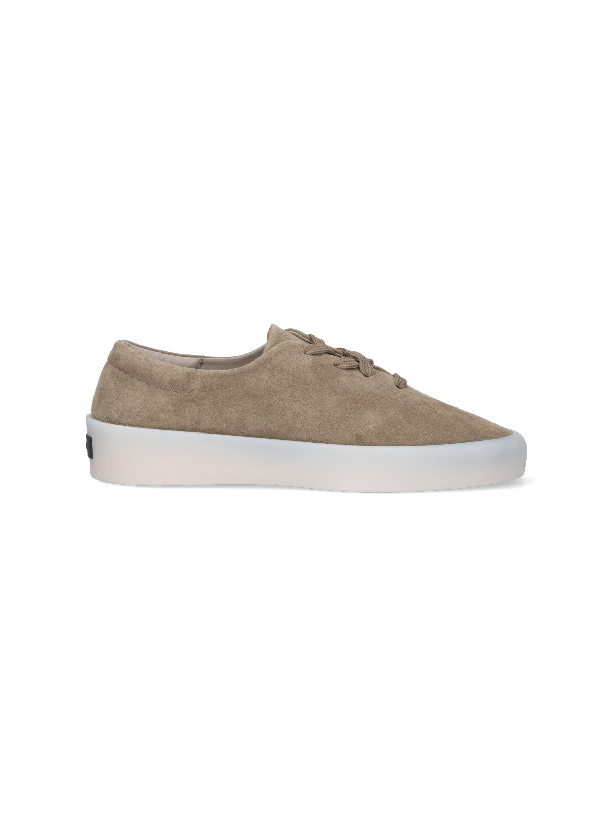 Gray Suede Low-Top Sneakers With Rounded Toe