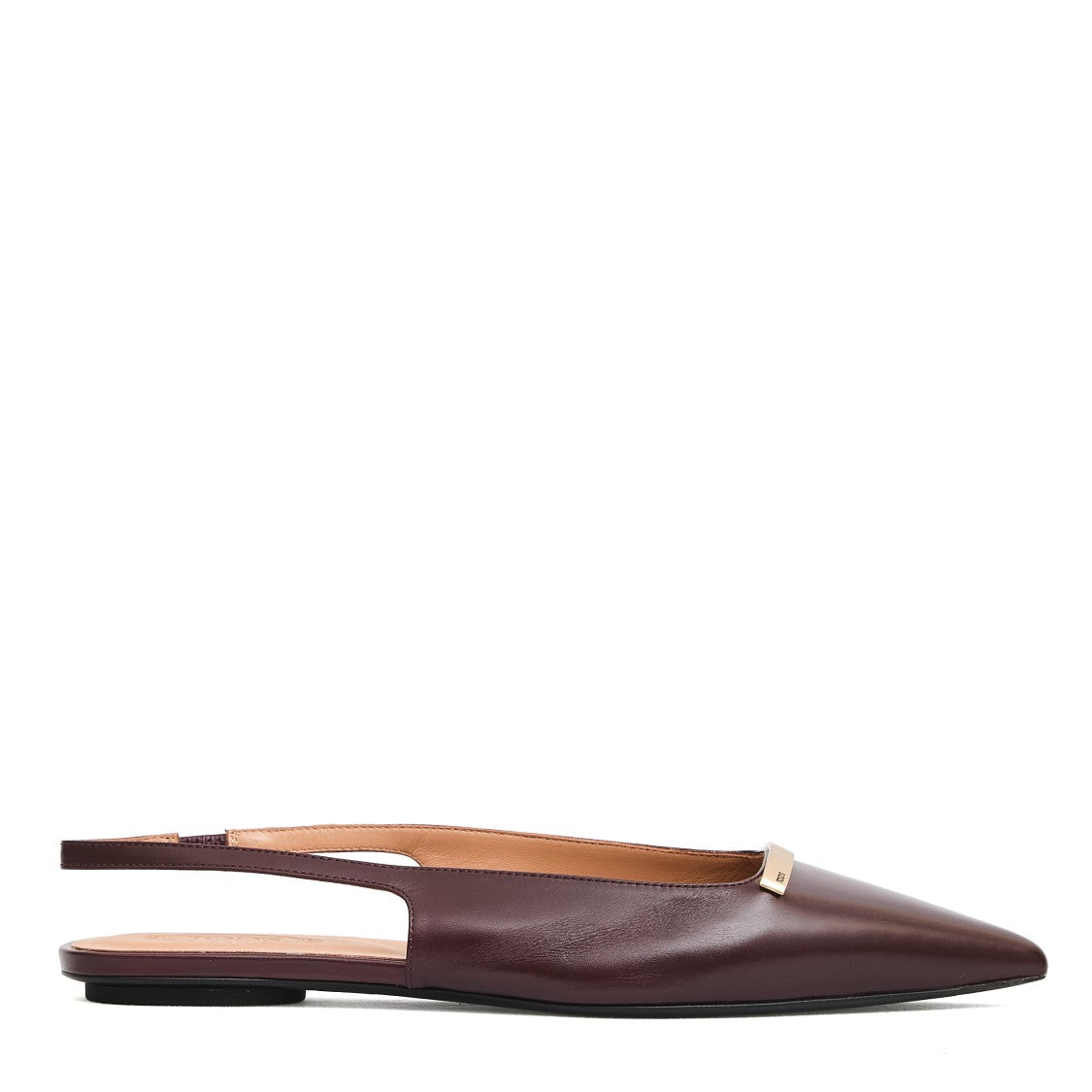 Low-heeled Burgundy Leather Slingbacks