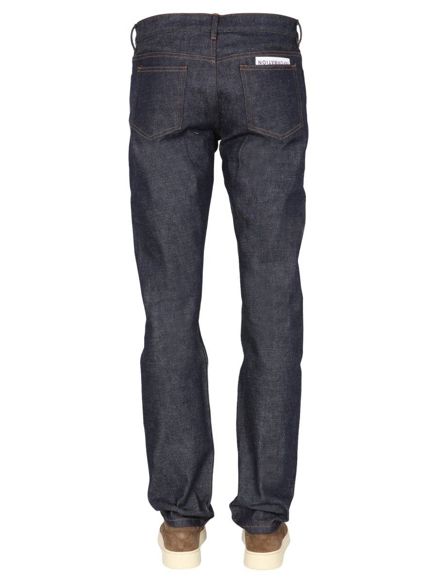 Straight-Leg Denim Pants with Dark Indigo Wash