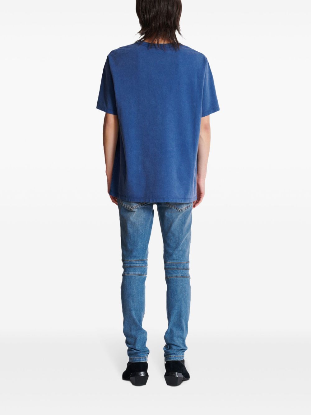 Navy Blue Cotton Logo Print T-Shirt