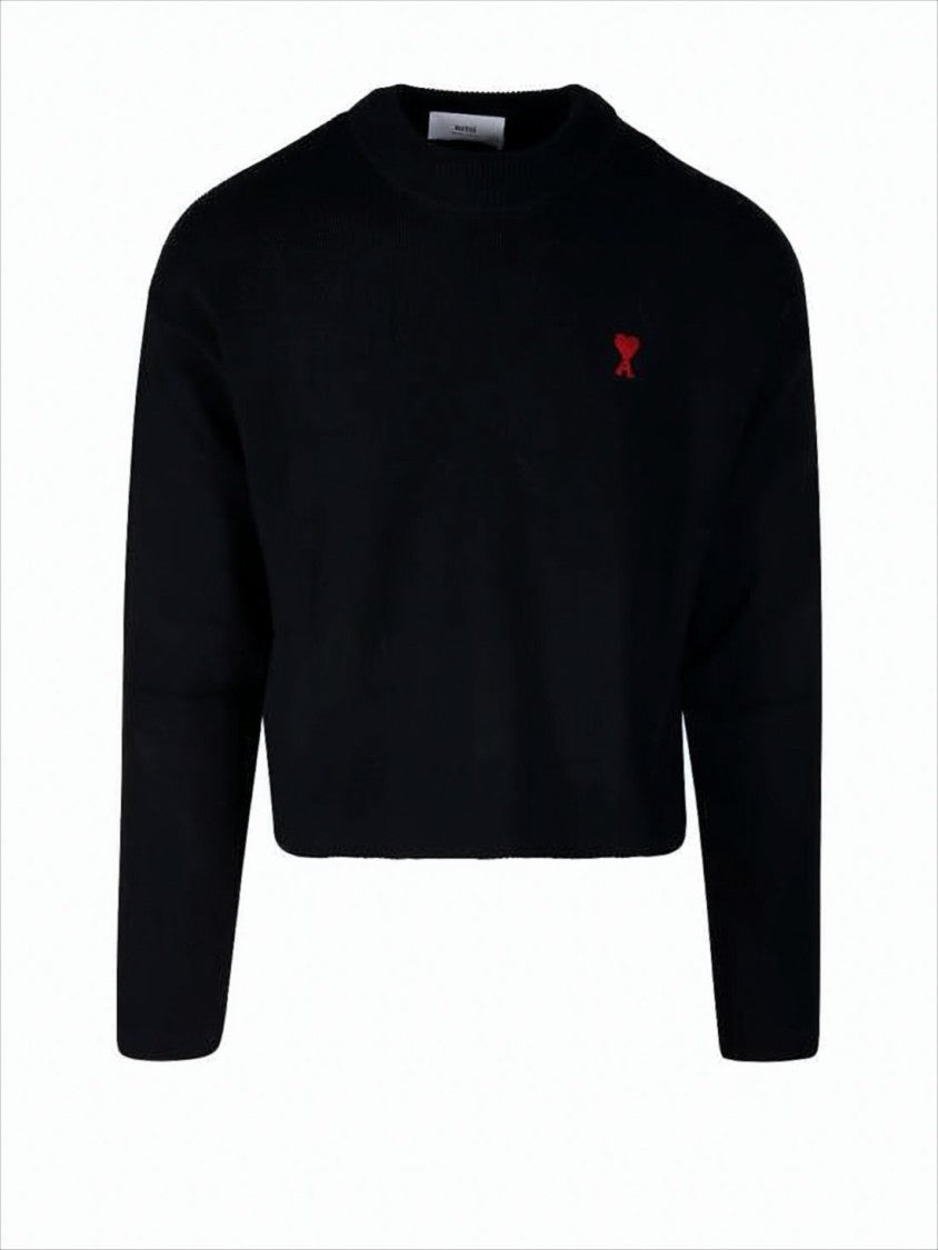 Cropped Black Sweater With Minimalist Design And Iconic Logo