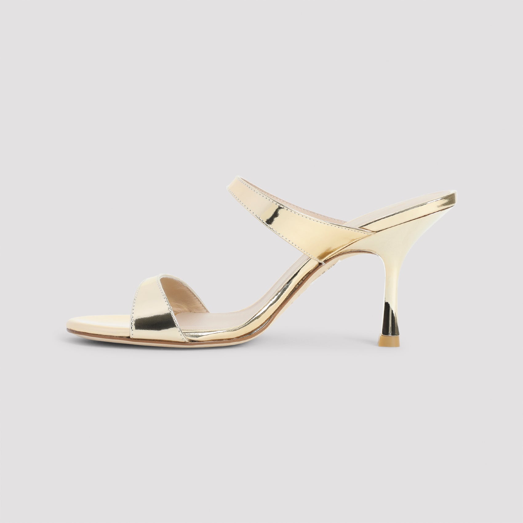 Metallic Finish Sandals with Slim Heel