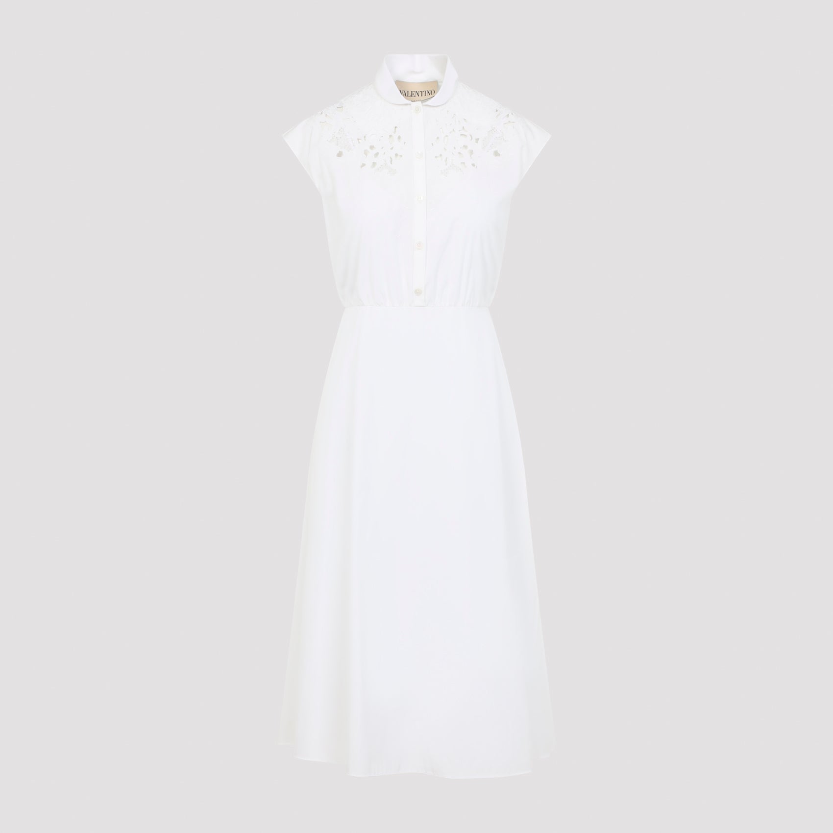 Cut-Out Embroidered Cotton Midi Dress