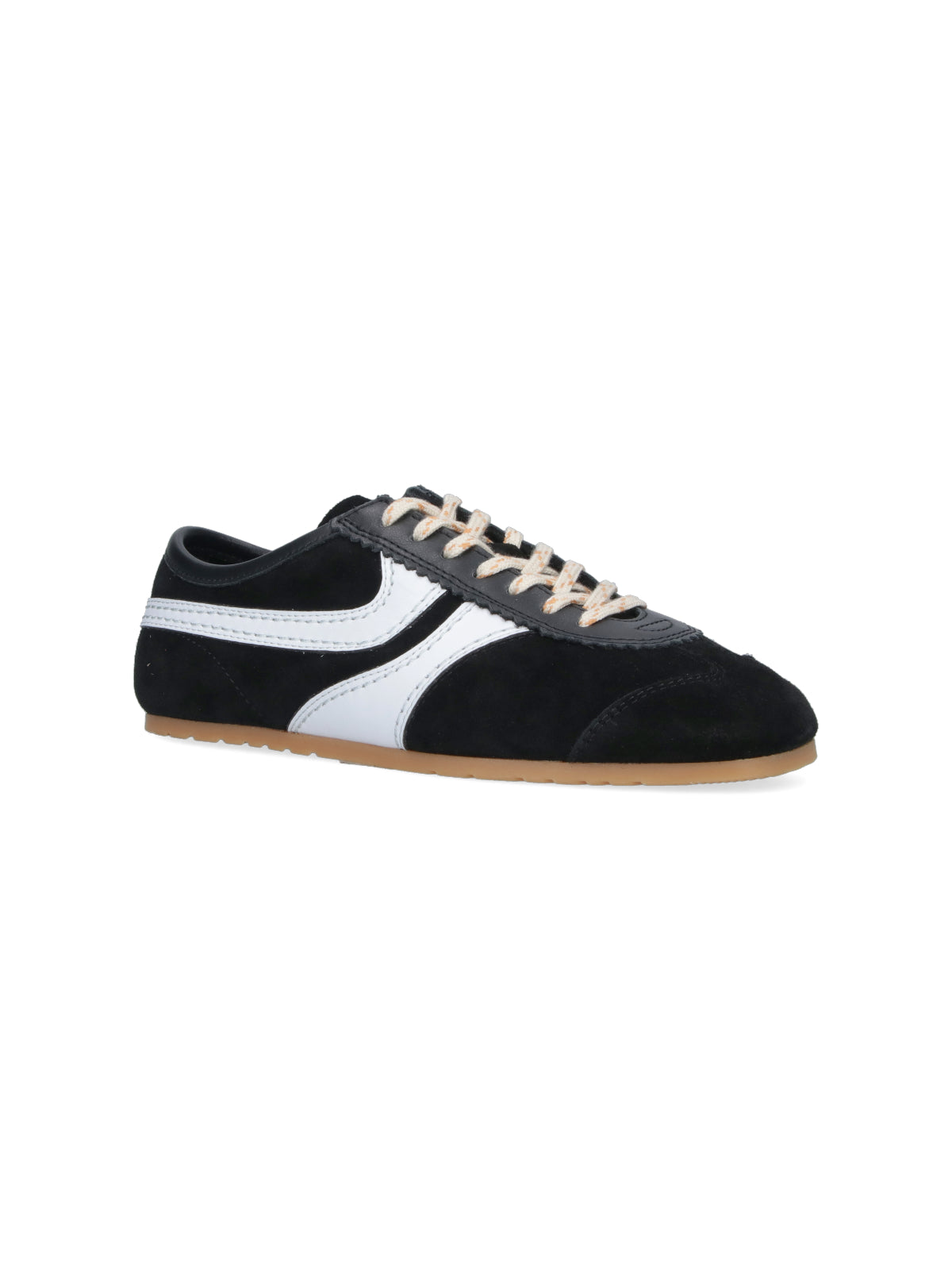 Black Suede Contrasting Trim Rubber Sneakers
