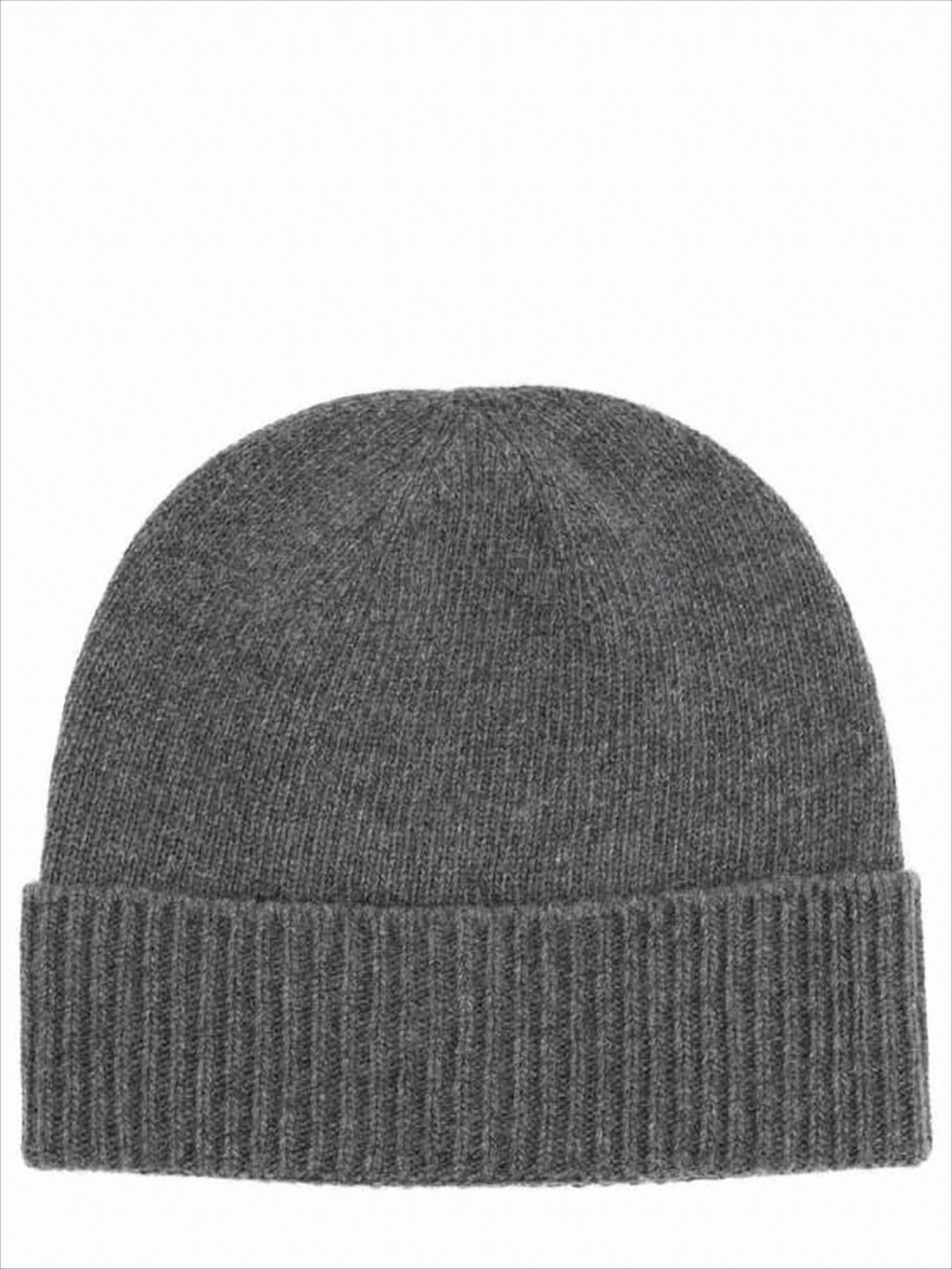 Ribbed Cashmere Beanie With Embroidered Orb Emblem