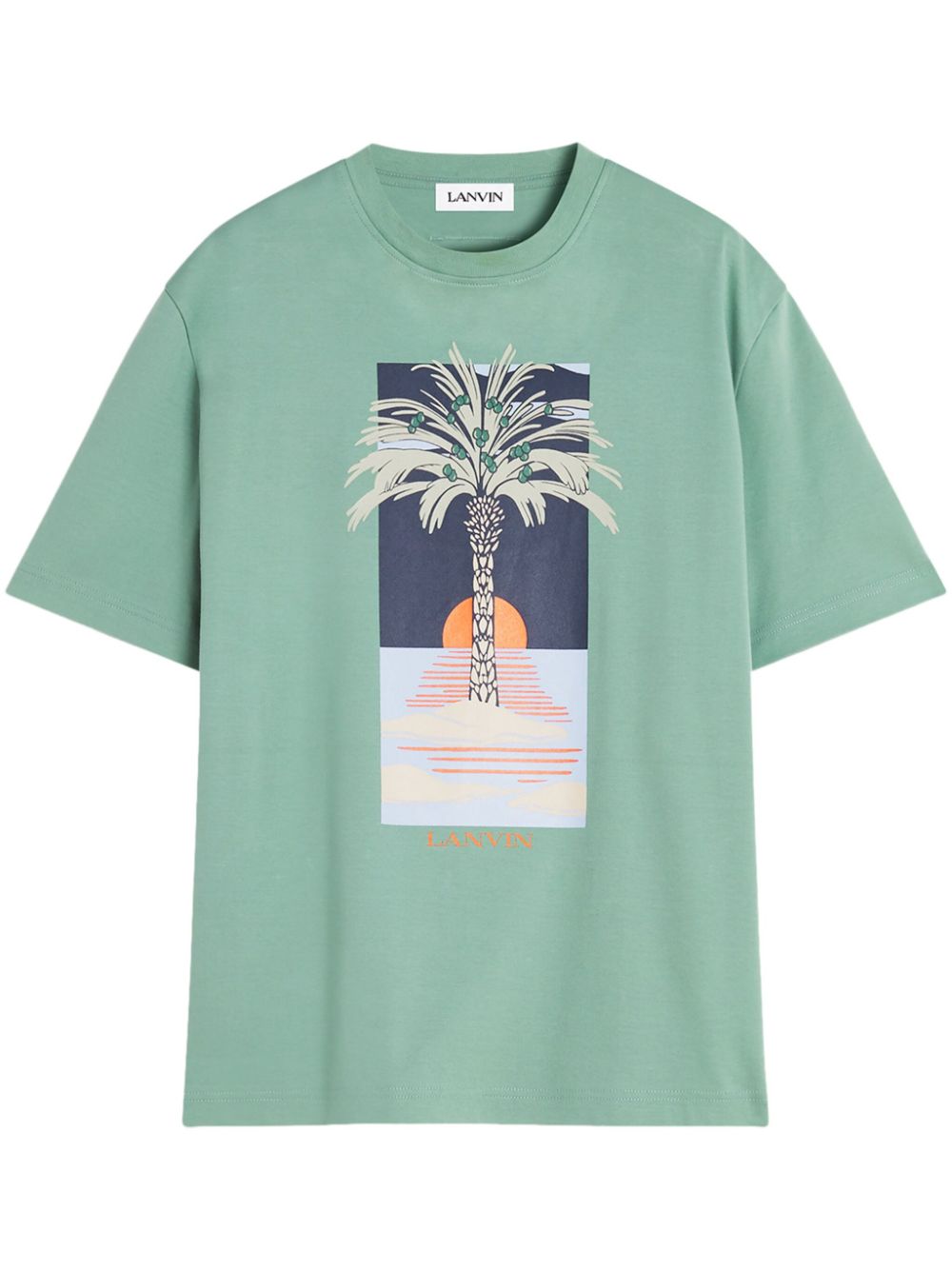 Graphic Print Sea Green Crew Neck T-Shirt