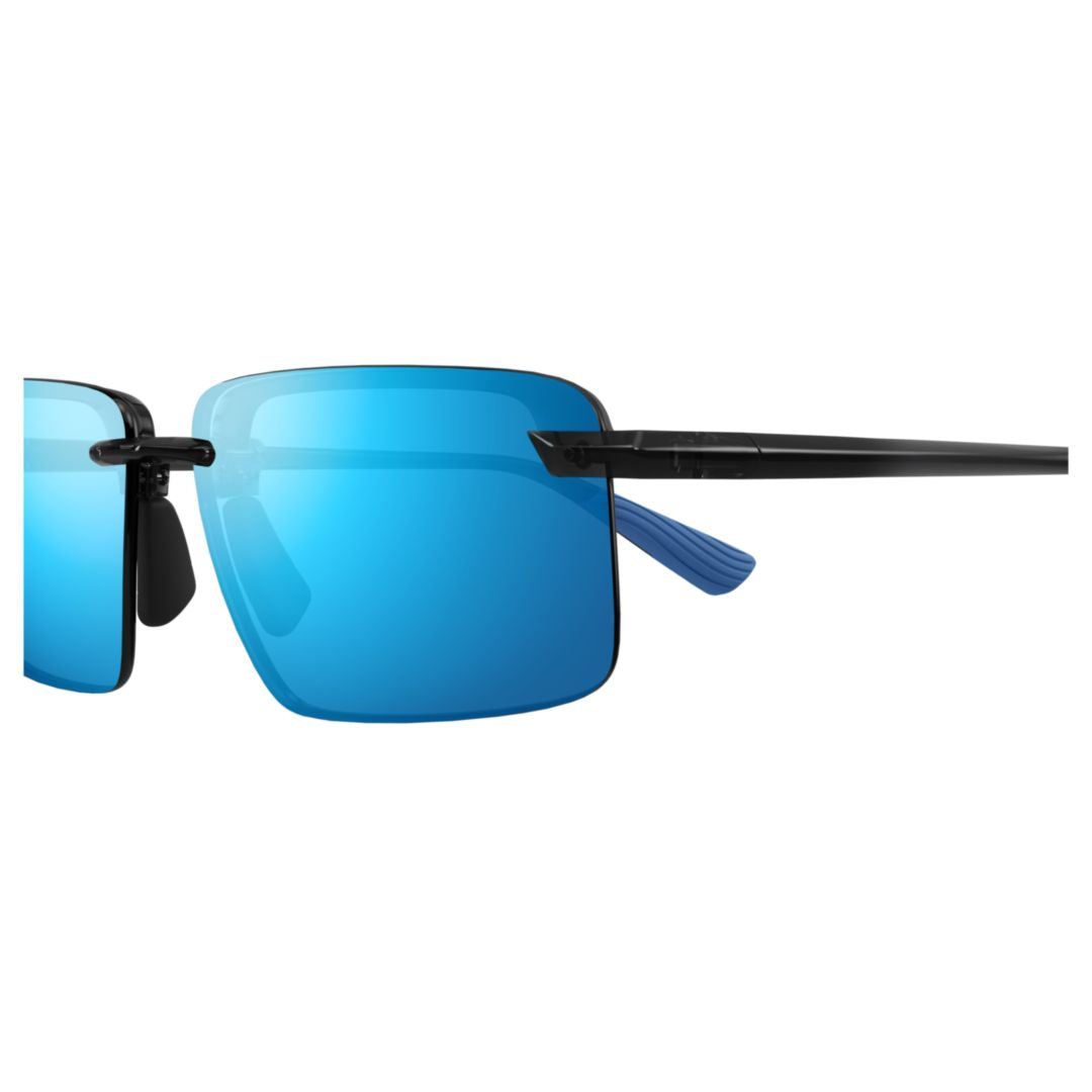 Laulima Rimless Sunglasses with Rectangular Blue Mirrored Lenses
