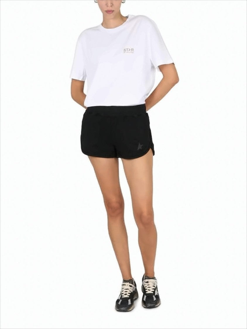 Classic Black Shorts With Elastic Waistband And Subtle Detailing