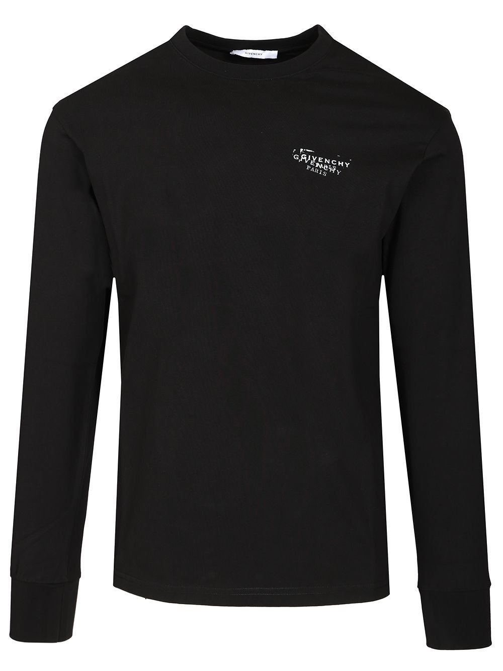 Long-Sleeve Cotton Shirt with Classic Crew Neck and Subtle Logo
