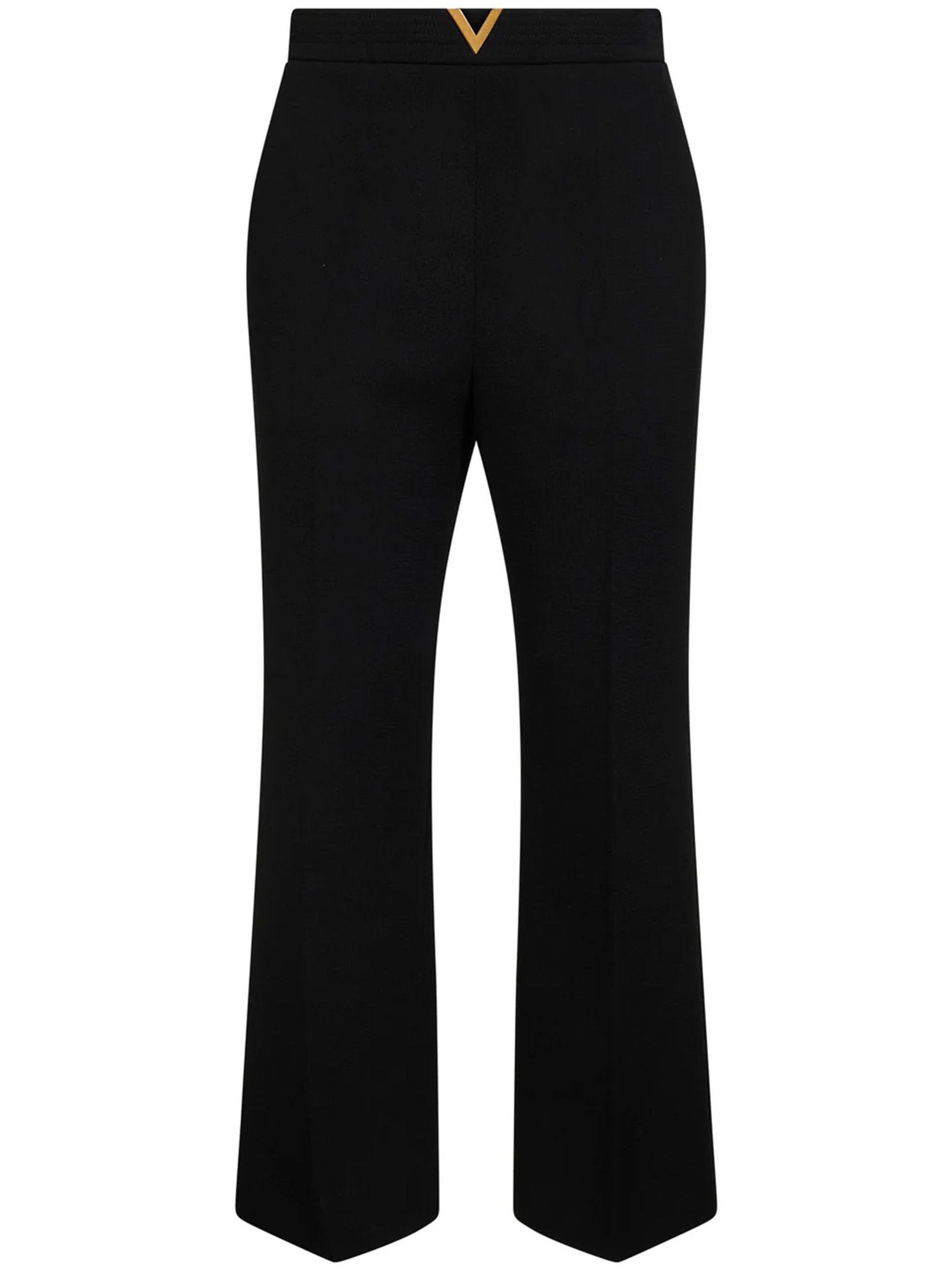 Black Tailored Wool V-Waistband Cropped Pants