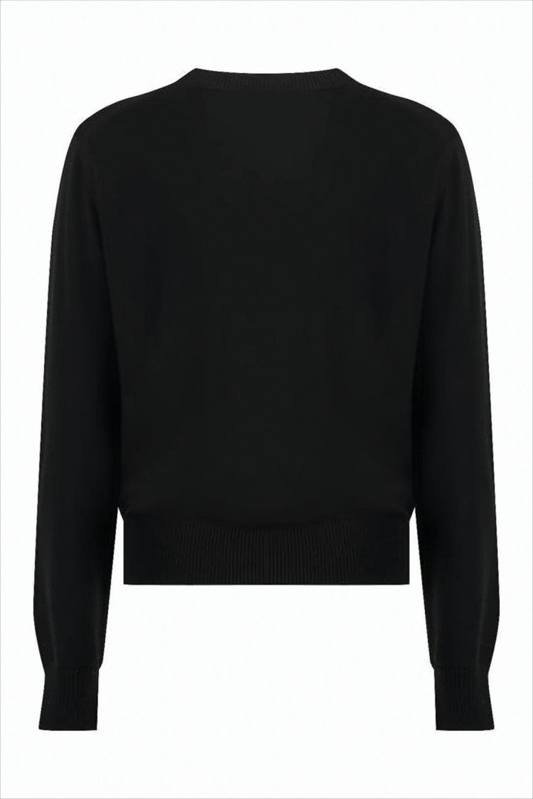 Cropped Black Merino Wool Sweater