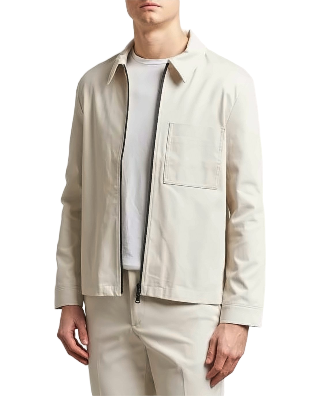 Long-Sleeve Casual Shirt With Front Zipper