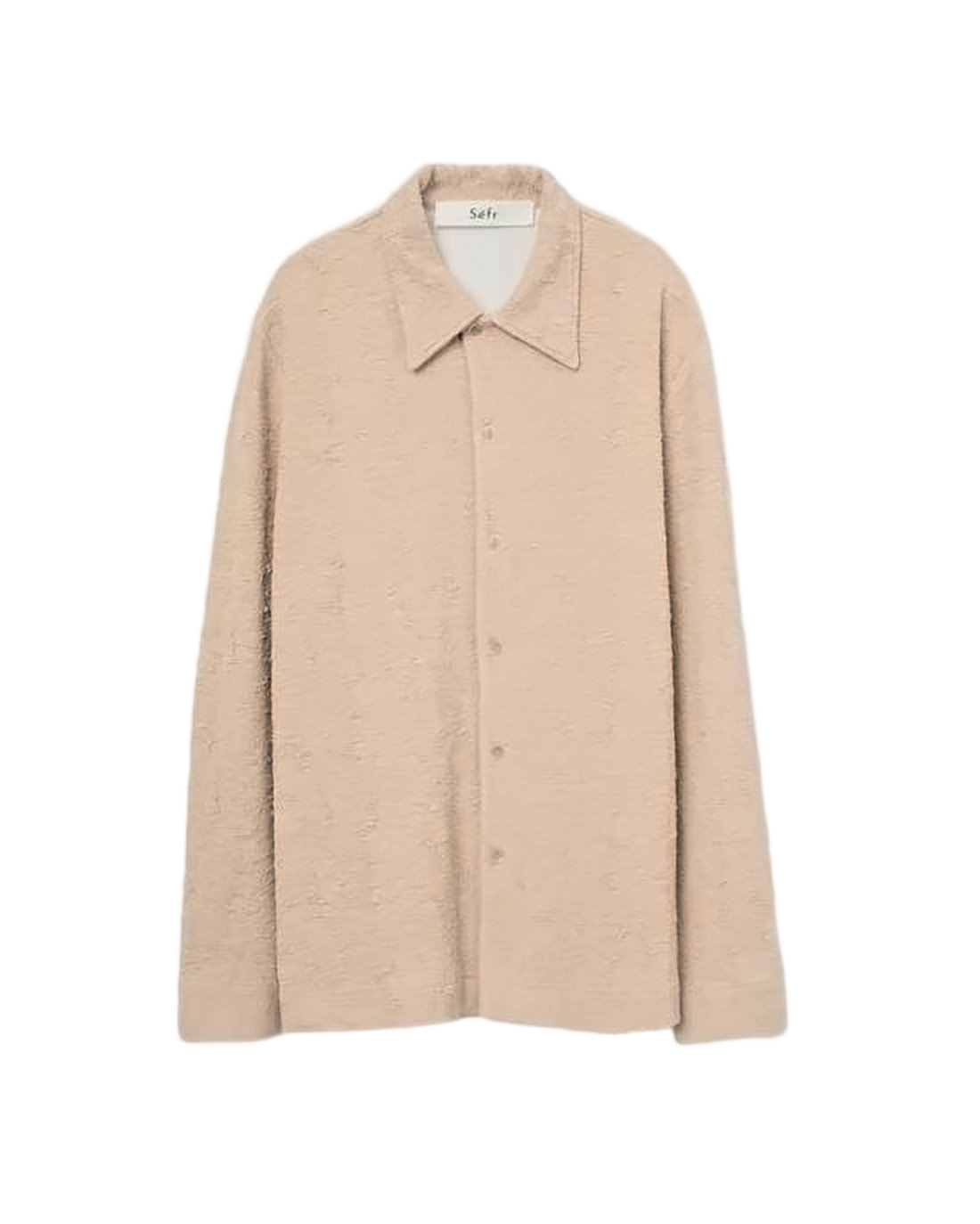Textured Long-Sleeve Sweater With Classic Collar