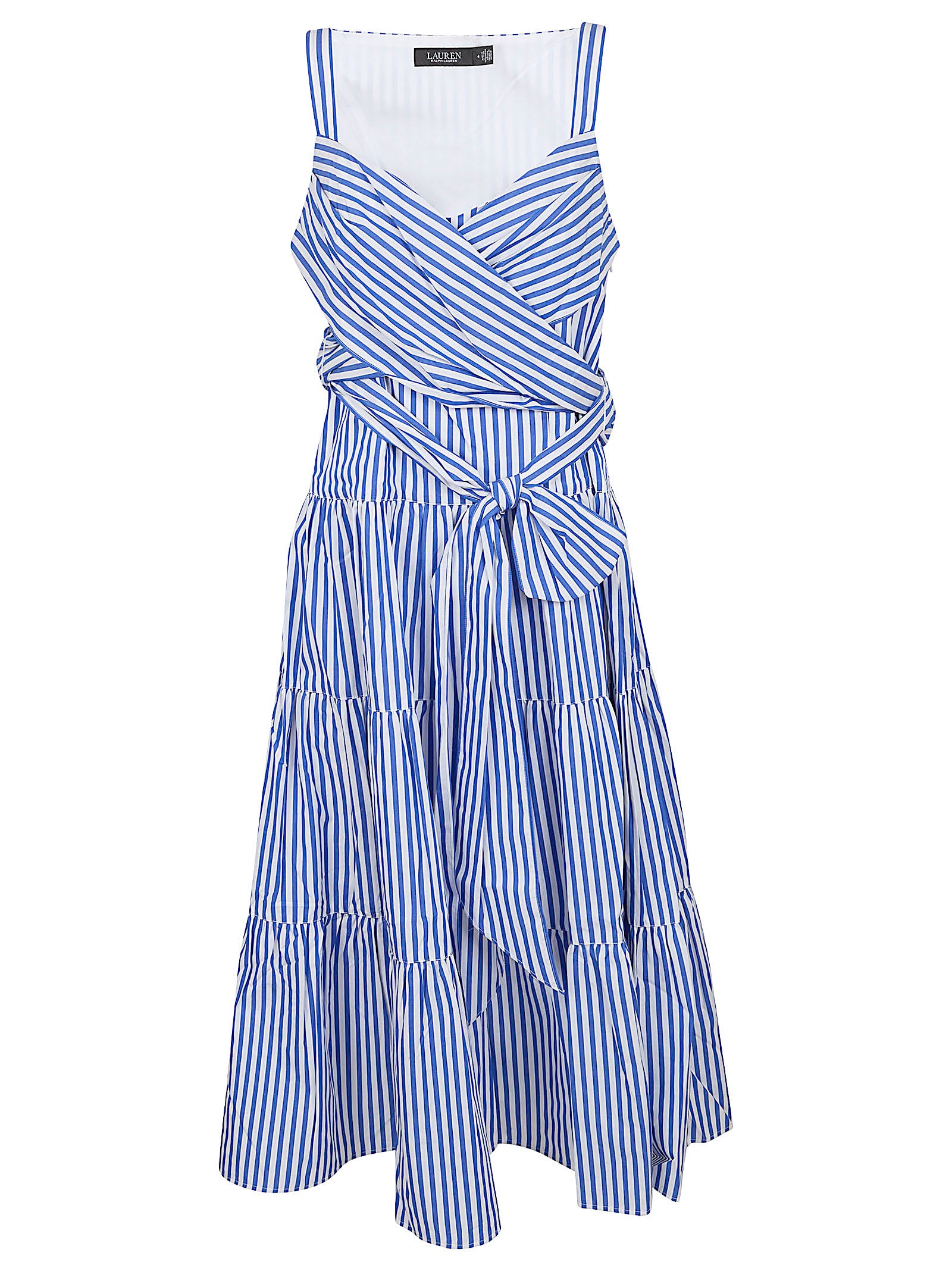 Sleeveless Cotton Dress with Vertical Stripes