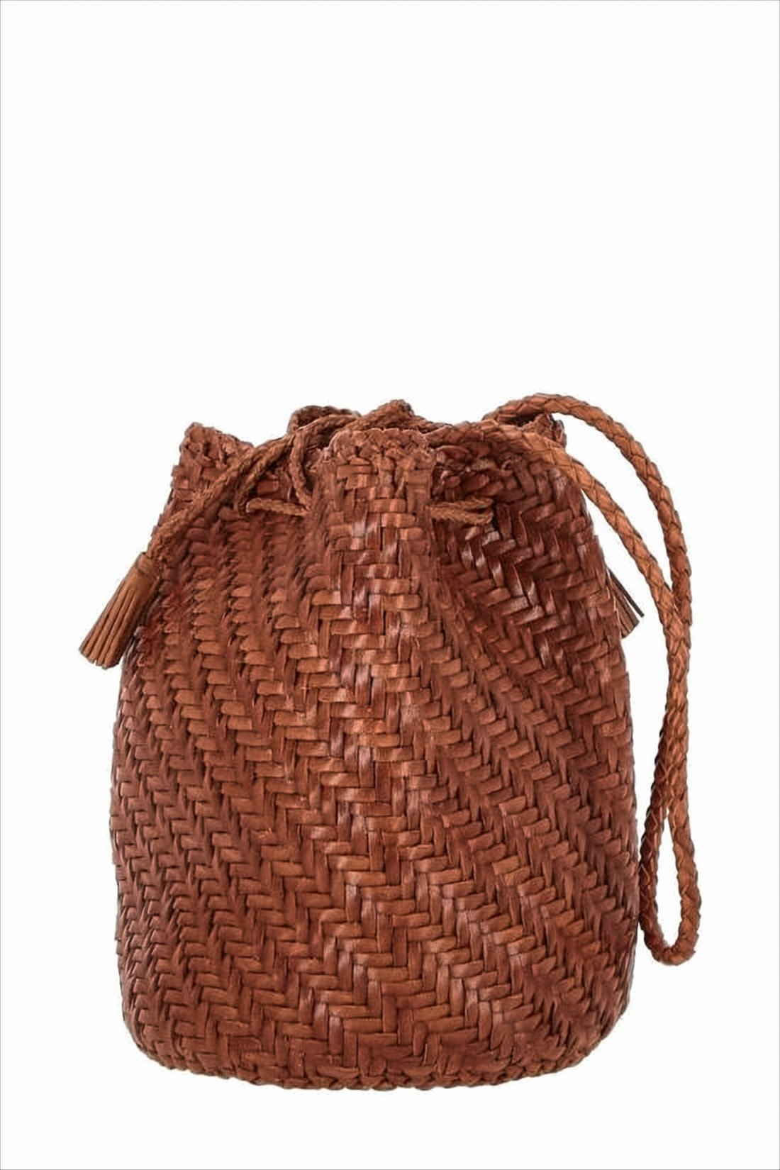 Buffalo Leather Shoulder Bag with Chevron Weave