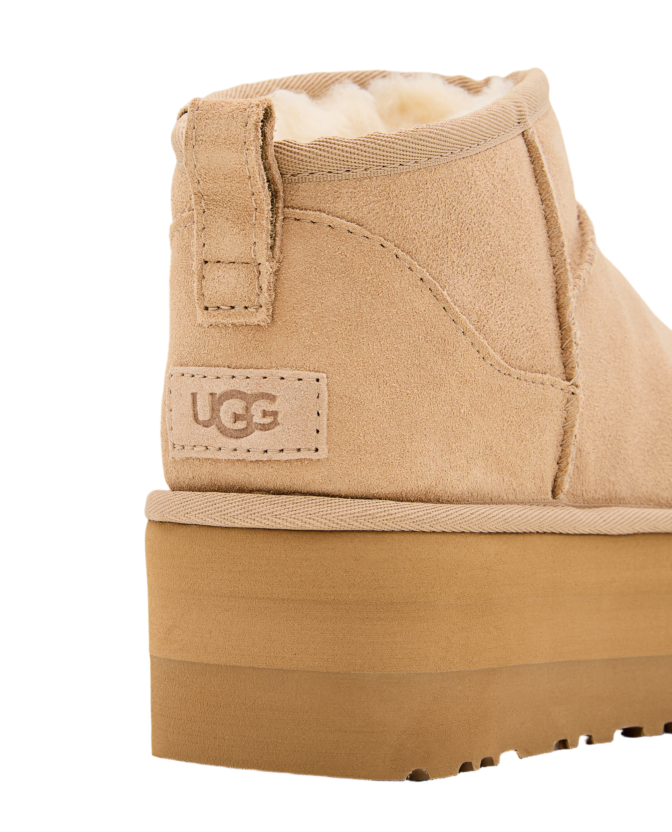 Beige W Classic Ultra Mini Platform Suede Boots