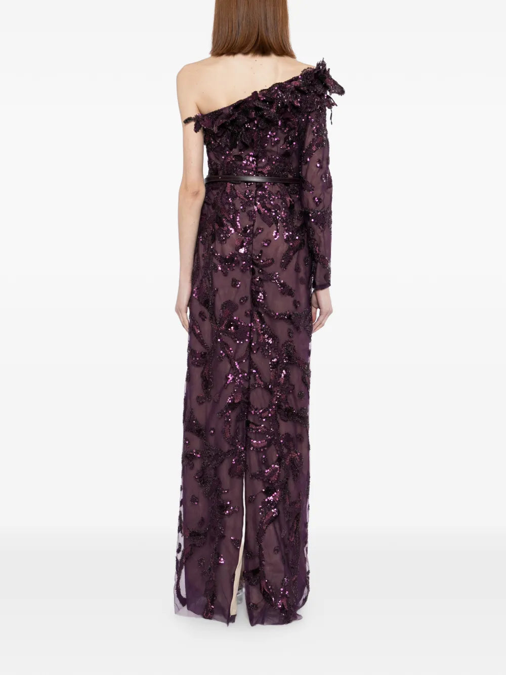 One-Shoulder Embroidered Tulle Dress