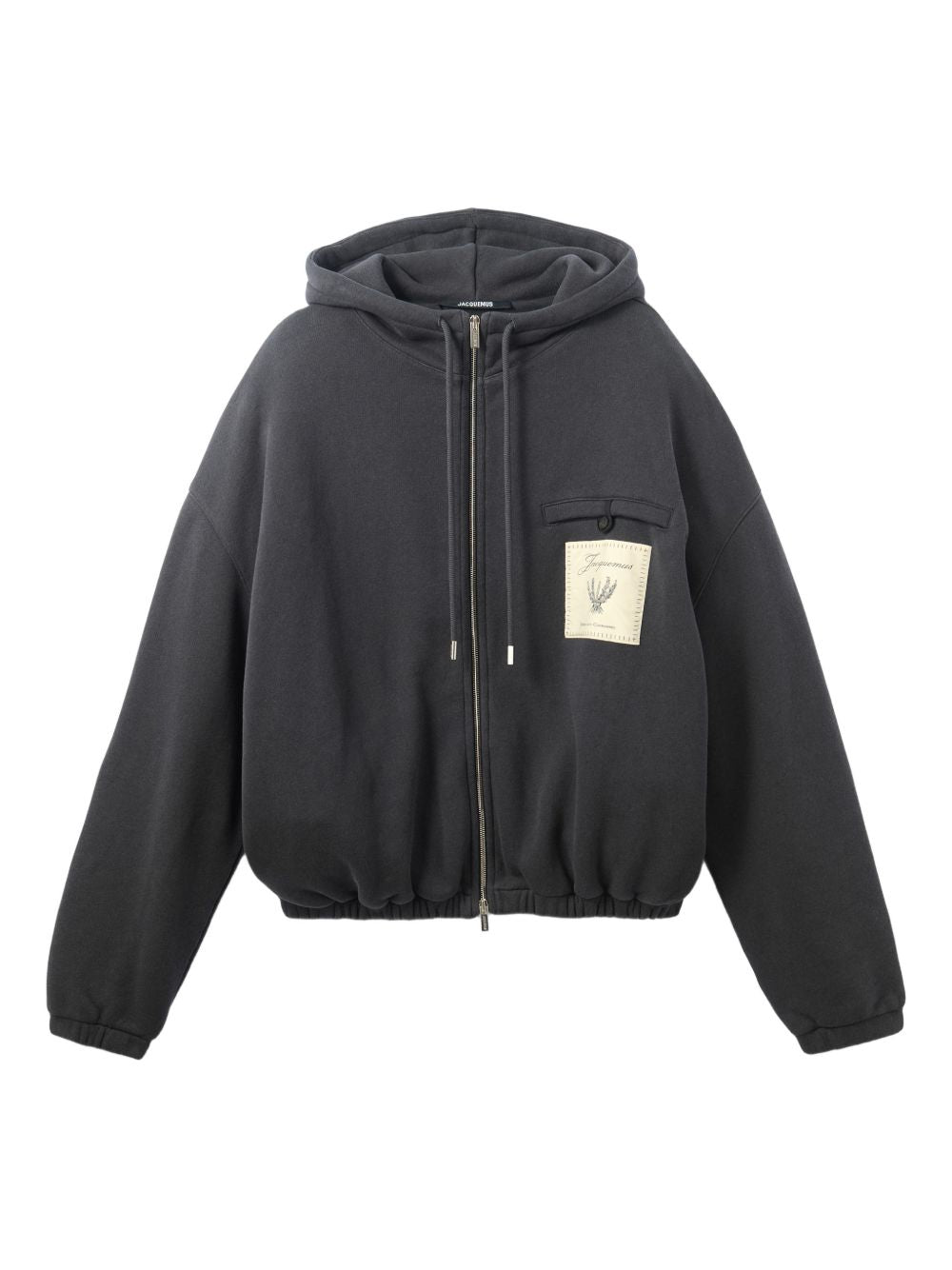 Dark Navy Blue Hooded Logo Zip-Up Sweater
