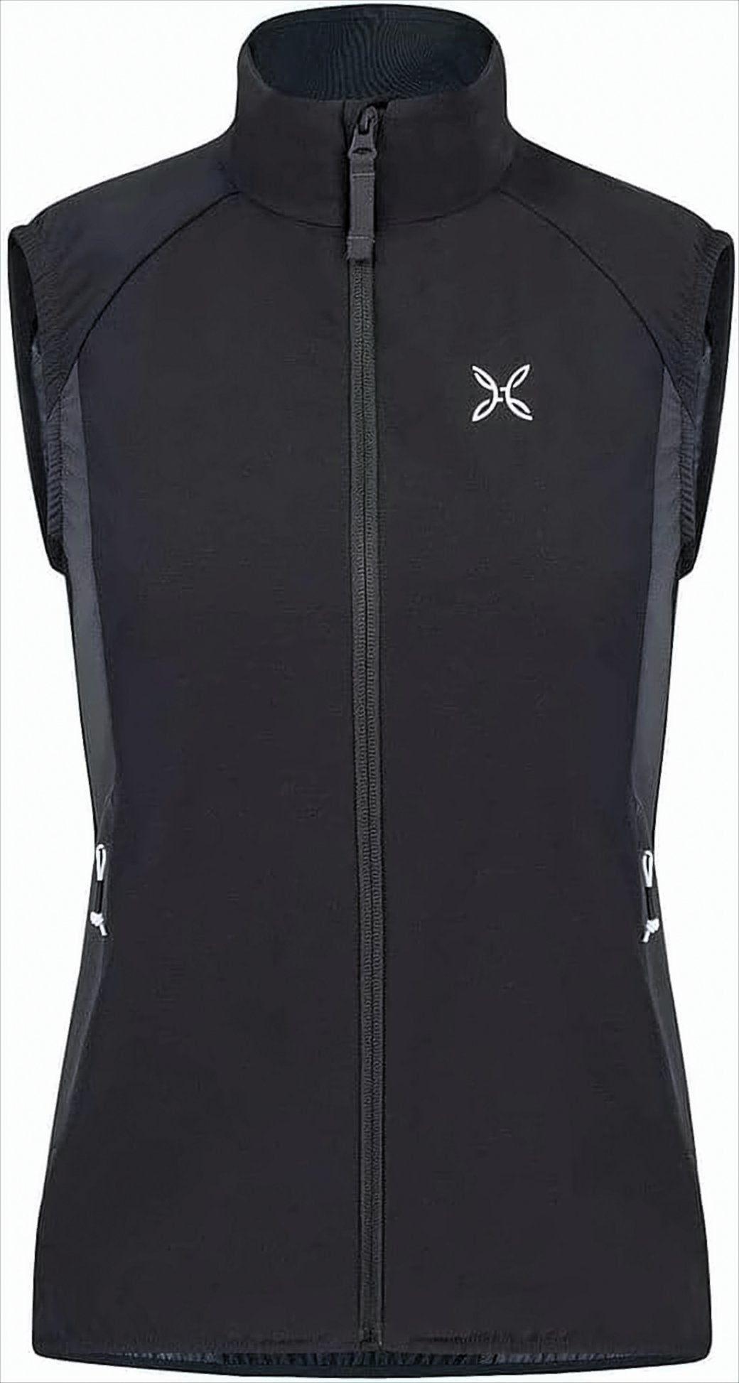 Fitted Black Vest with High Collar and Zipper Closure