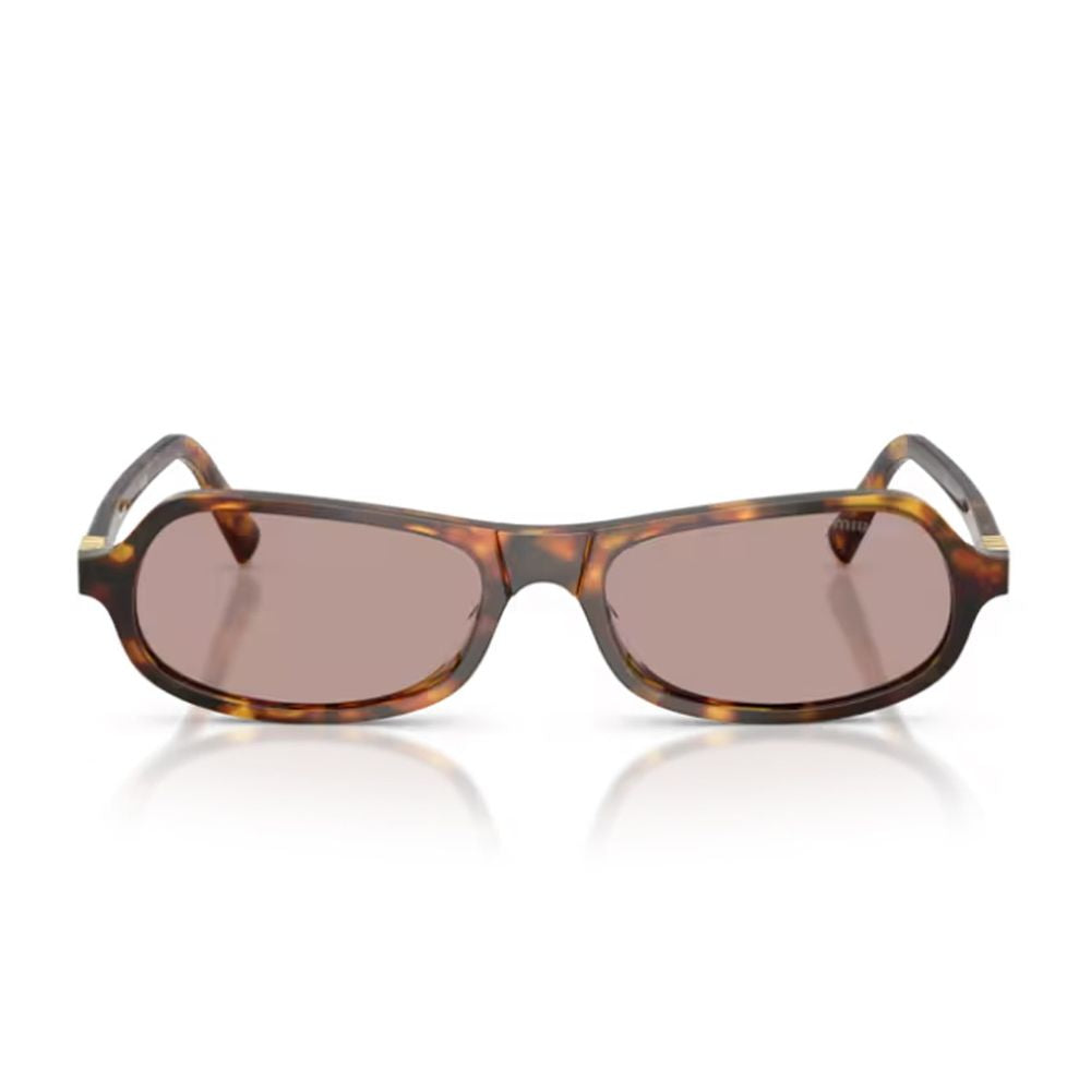 Sculpted Honey Havana Frame Sunglasses with Geometric Lenses