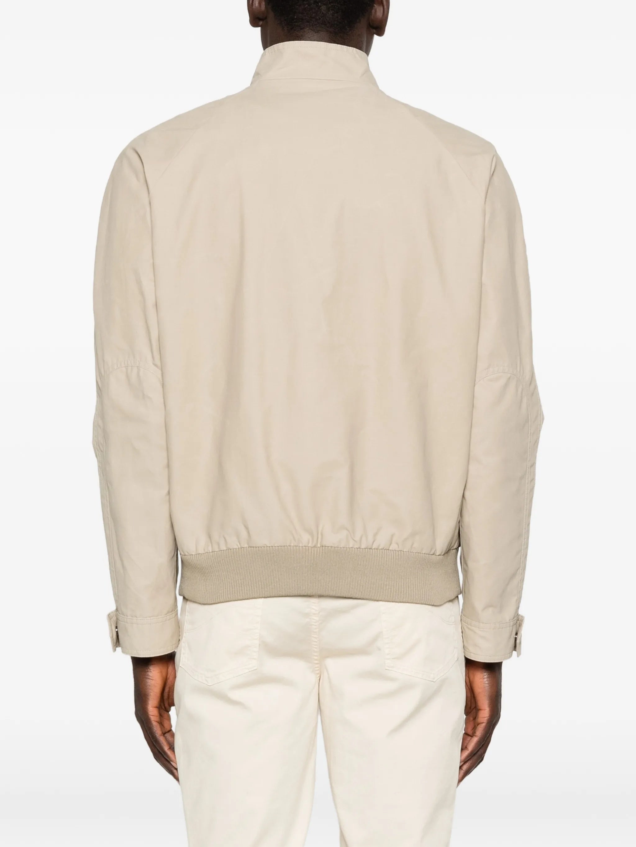 Light Beige Bomber Stand Collar Jacket