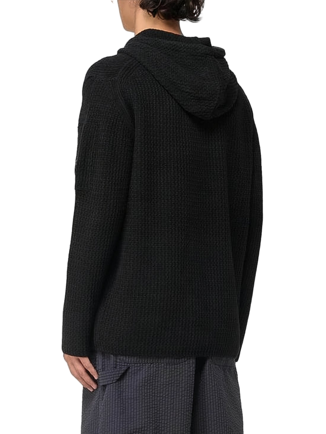 Textured Knit Hoodie with Drawstring Hood