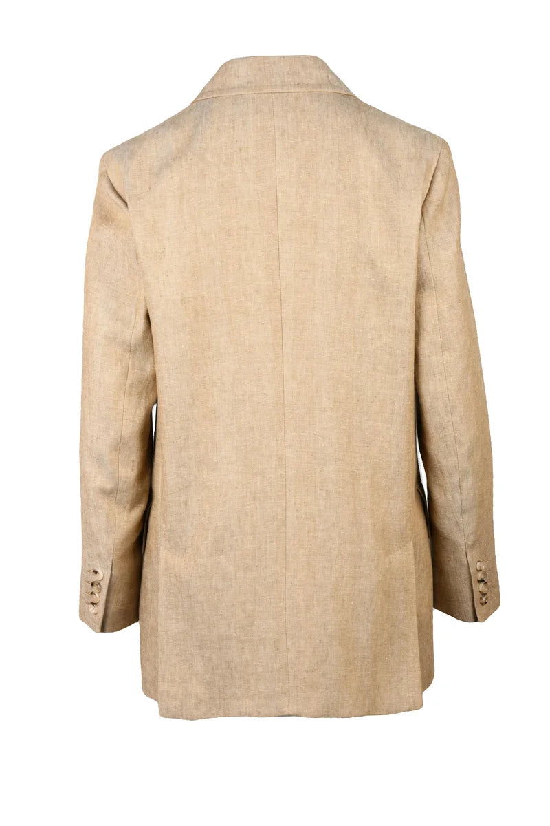 Long Gerla Double-breasted Jacket - Beige