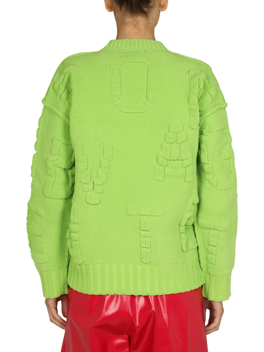 Textured Chenille Sweater with Allover Embossed Pattern