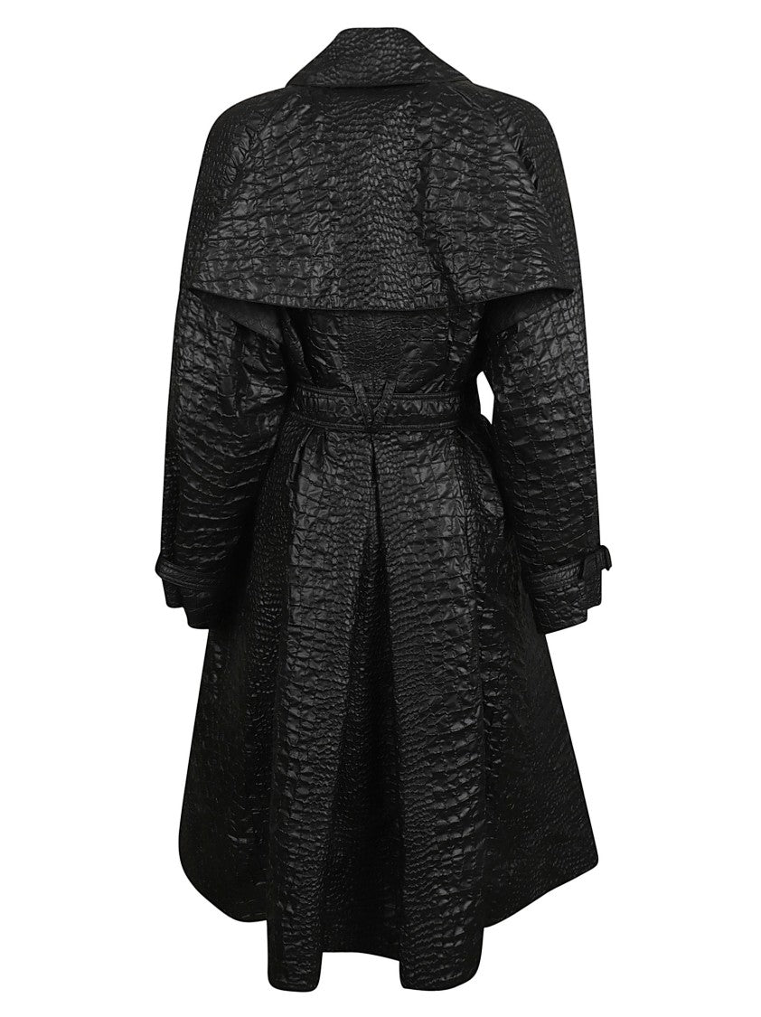 Textured Black Trench Coat