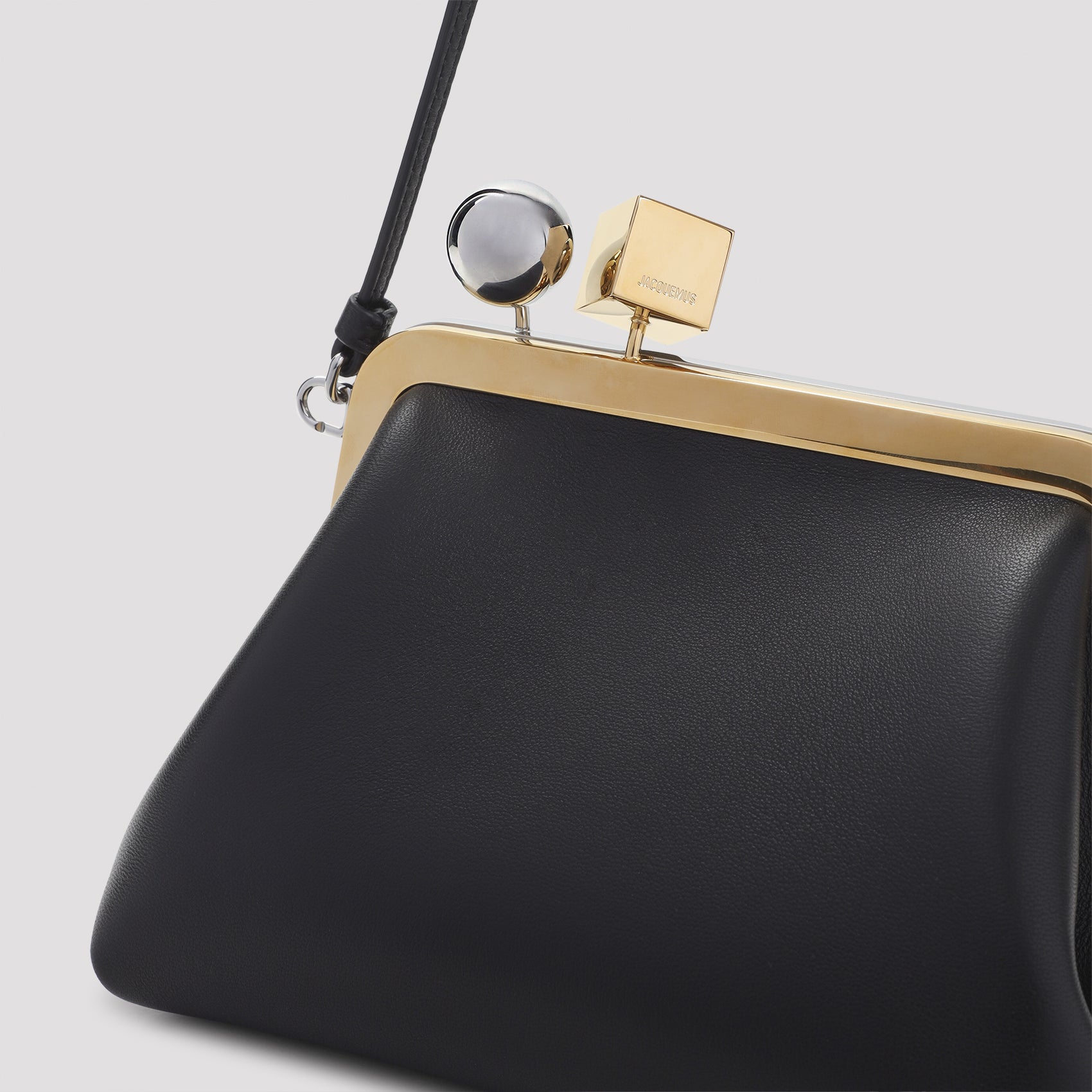 Structured Black Lamb Leather Handbag