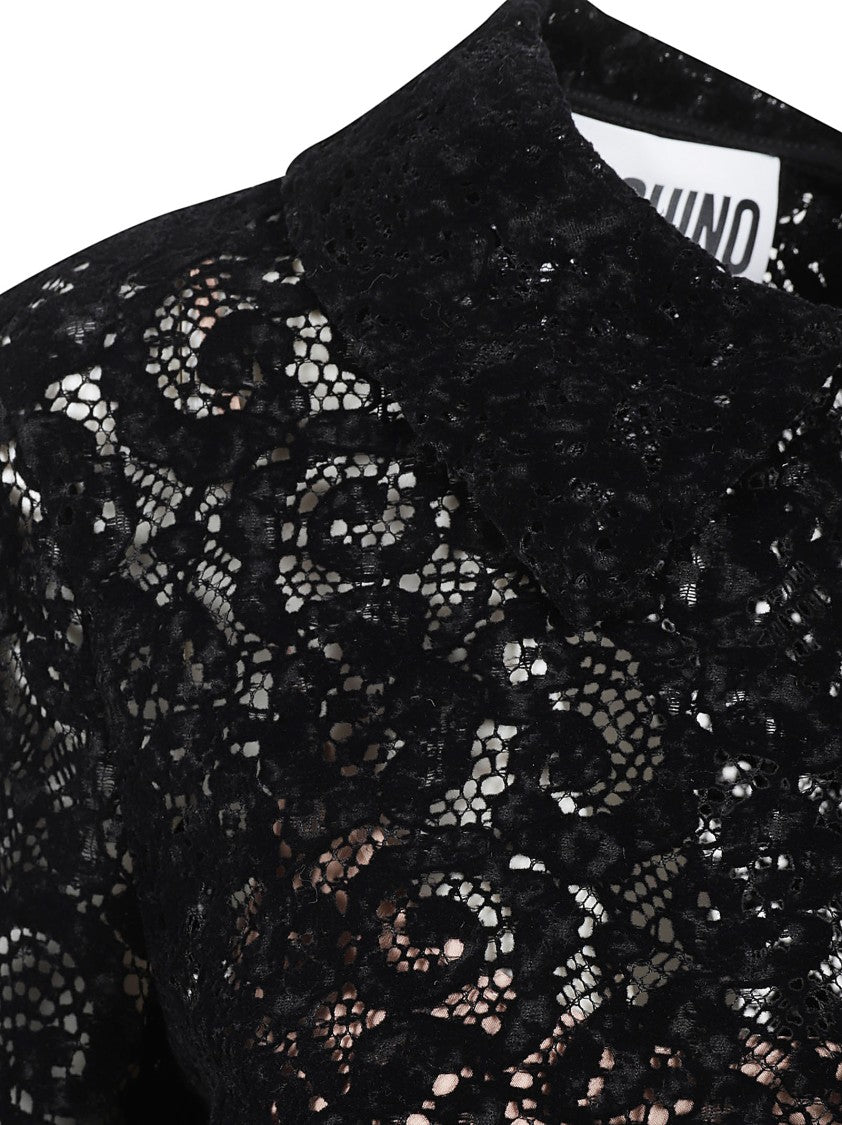 Lace Overlay Dress With Classic Collar