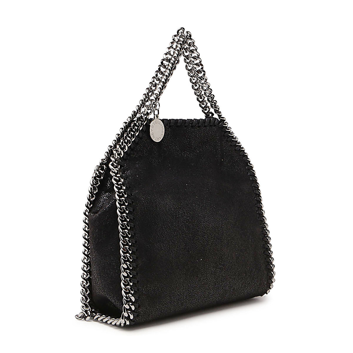 Black Faux Leather Tiny Falabella Tote