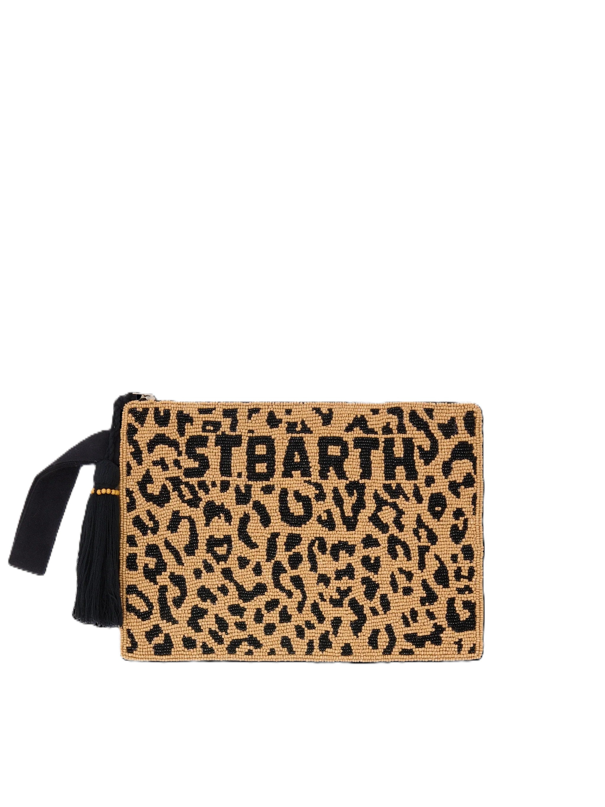 Leopard Print Clutch Bag with Beaded Detailing