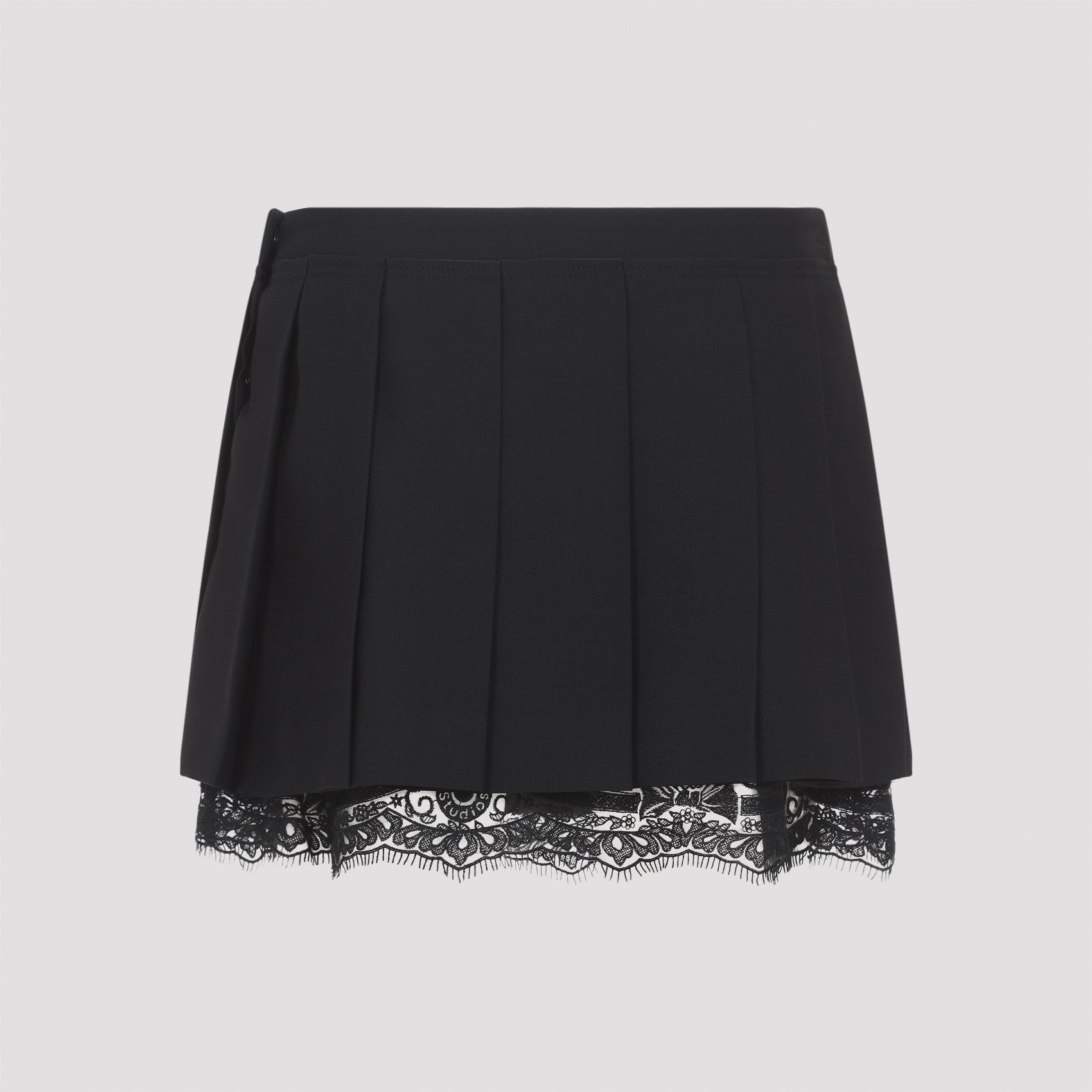 Mini Skirt With Structured Pleats And Lace Trim