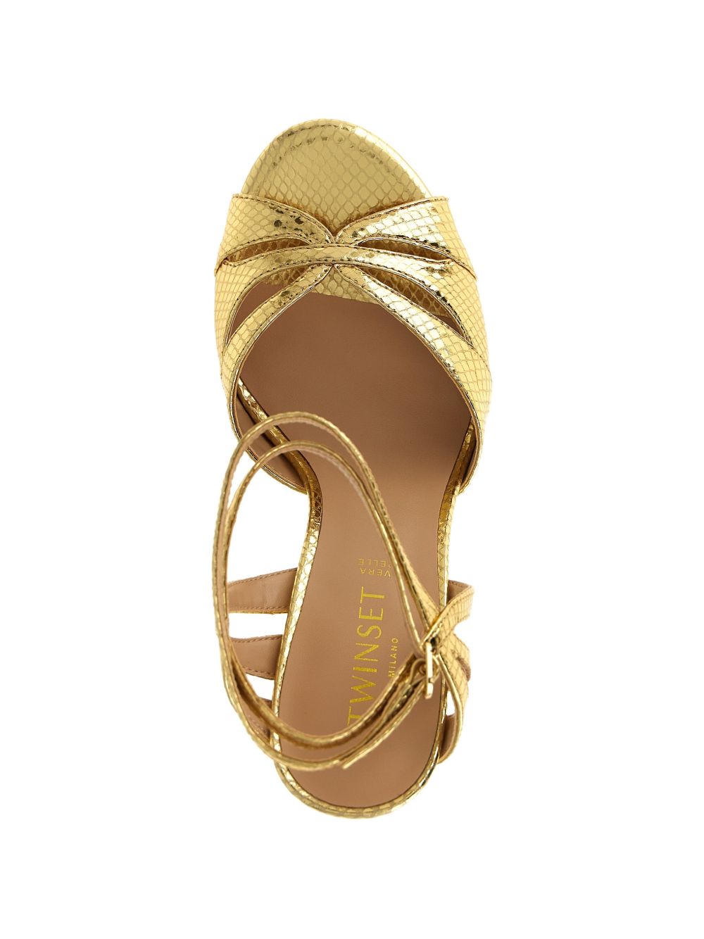 Textured Gold Flat Sandals