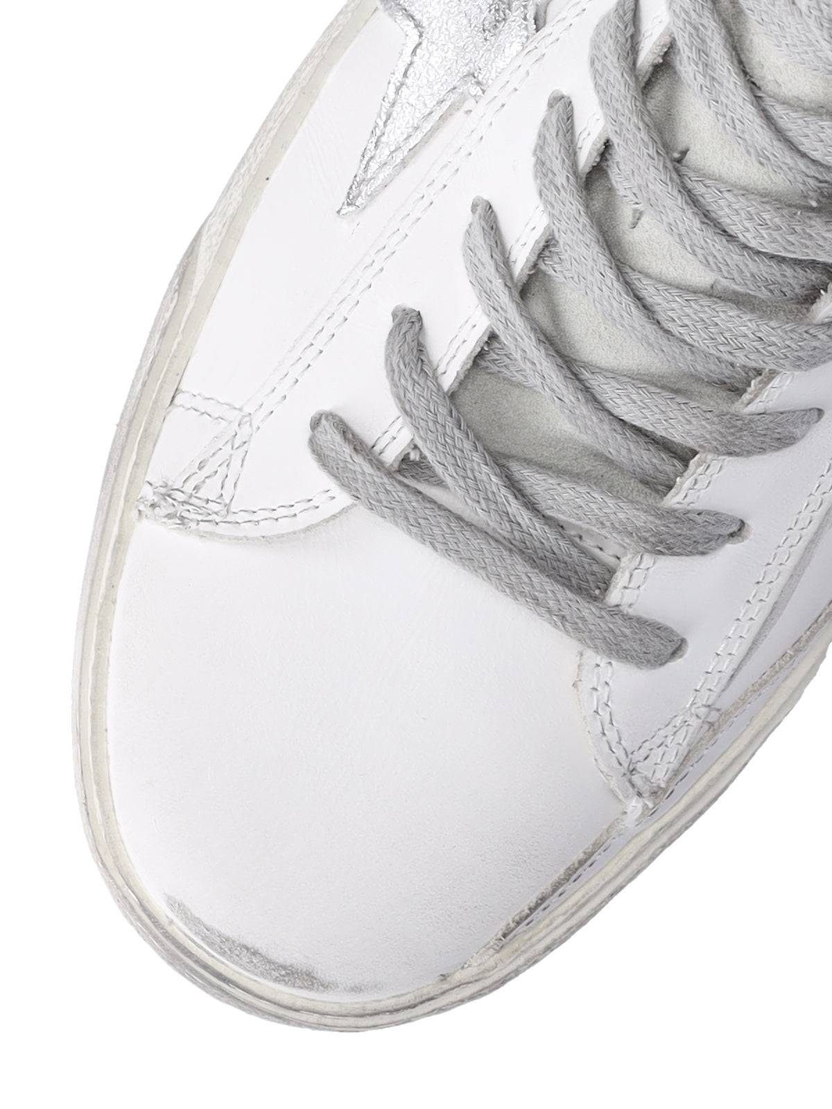 White Francy Distressed Calf Leather Sneakers