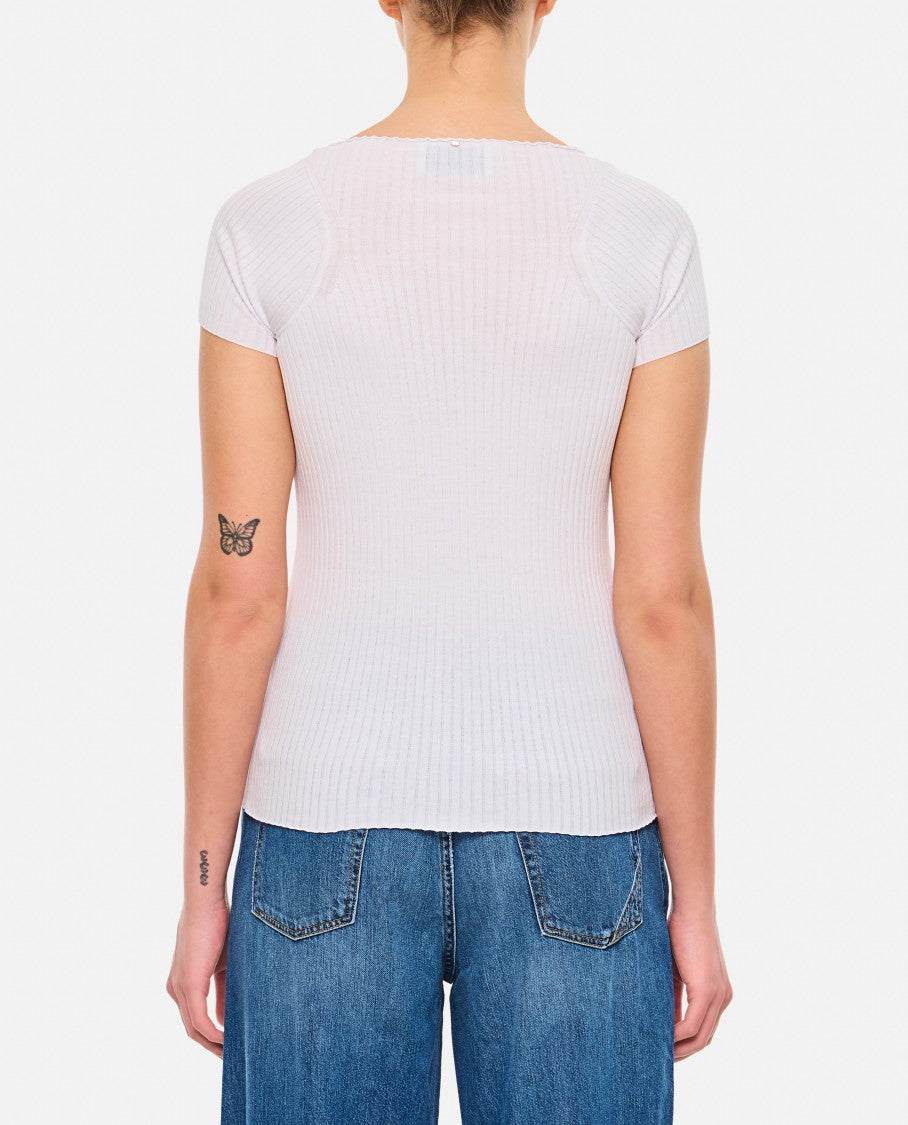 Fitted Knitted Top With Short Sleeves
