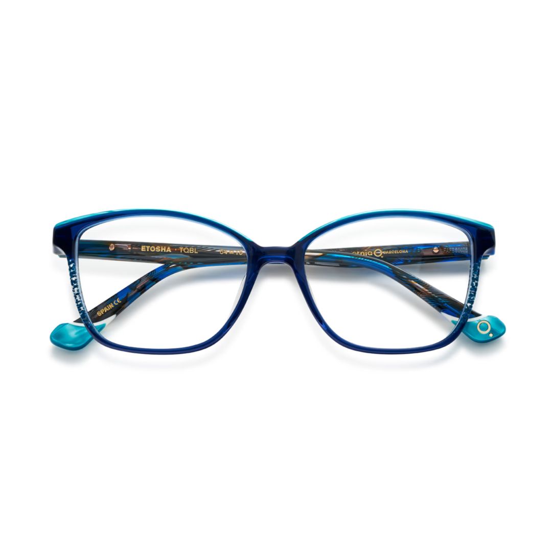 Etosha Rectangular Gradient Blue Eyeglasses with Tortoiseshell Temples