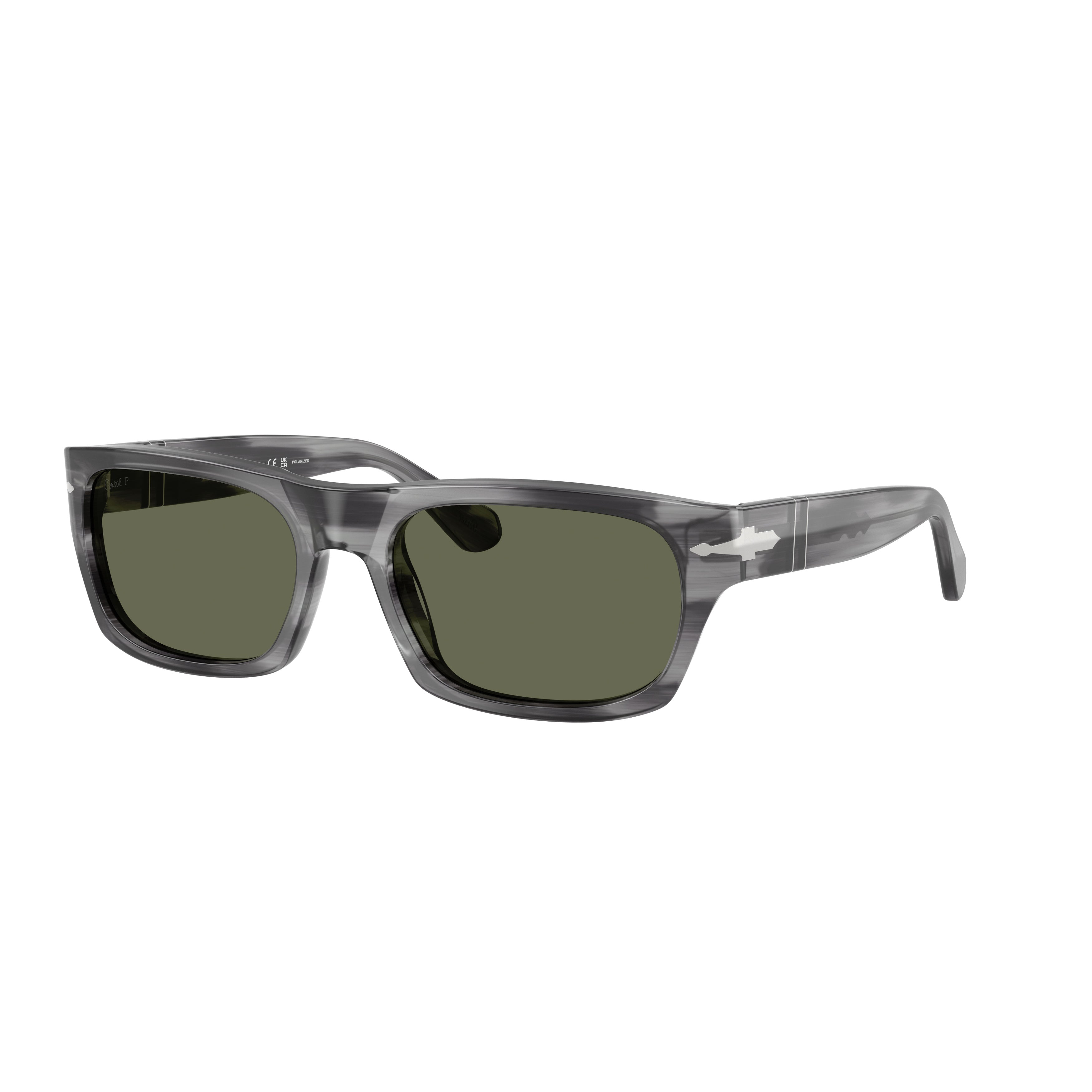 0po3398s Rectangular Grey Acetate Sunglasses with Dark Lenses