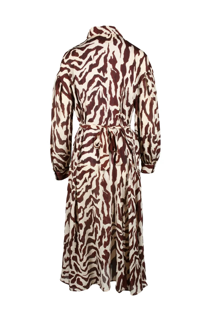Chemise Dress - Brown/Beige