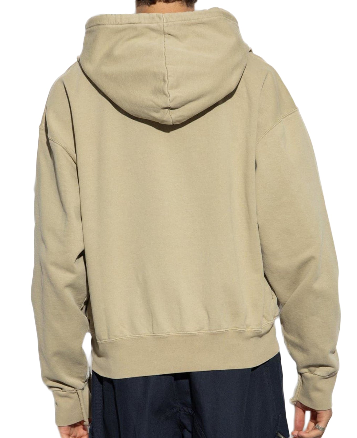 Cropped Hoodie with Drawstring Hood and Ribbed Cuffs