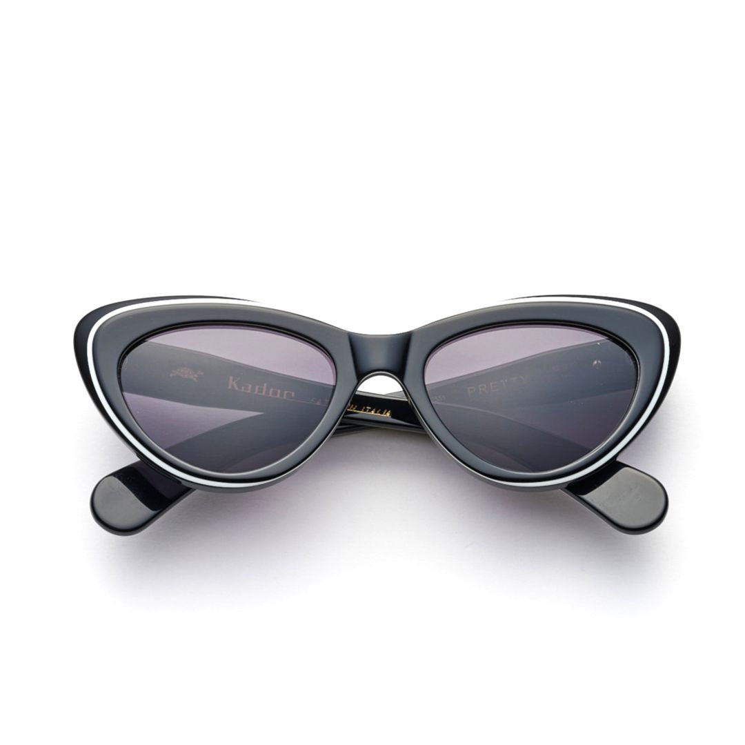 Pretty Cat-Eye Sunglasses with Glossy Black Frame